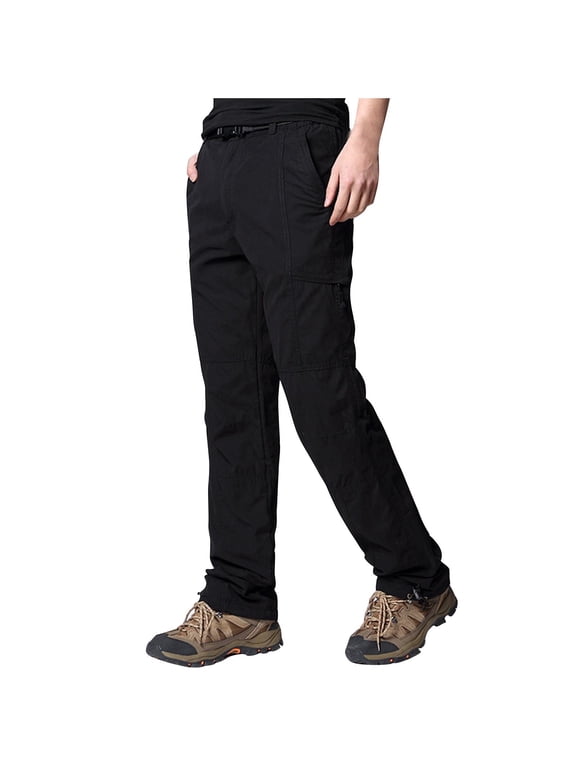 Men's Winter Thermal Work Pants Multi-Pocket Solid Color Drawstring Trousers Outdoor Casual Workout Street Pants Black XXL