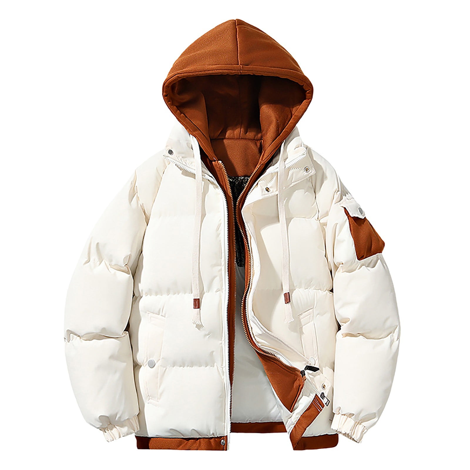 JUUYY Men's Winter Warm Puffer Coat Trendy Hoodies Thicken Thermal