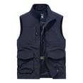 thumbnail image 1 of JUUYY Men's Work Clothes Jacket Solid Color Stand-up Collar Zipper Waistcoat Lightweight Quick Dry Outdoor Multi Pockets Fishing Vest Dark Blue L, 1 of 6
