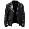 thumbnail image 1 of JUUYY Men's Work Scrub Jackets Winter Fall Long Sleeve High Neck Faux Leather Slim Tunic Jackets Outfit Y2K Clothes Black XXXXL, 1 of 7