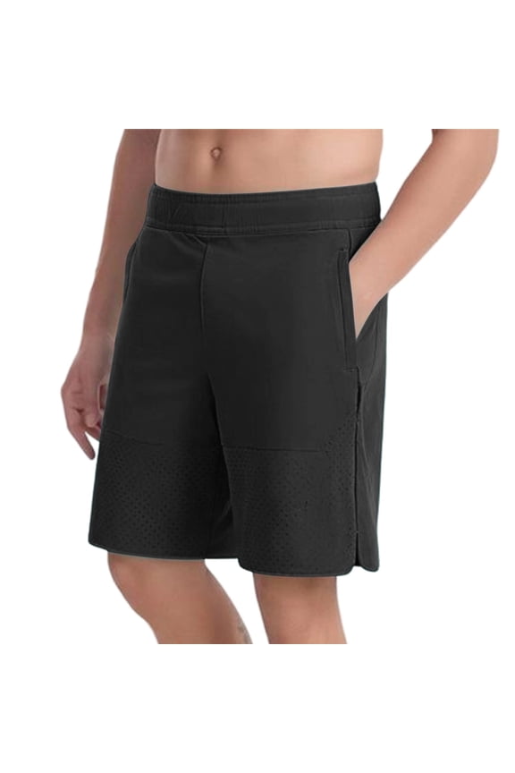Men's Workout Shorts Elastic Waist Quick Dry Loose Running Shorts Casual Breathable Fitness Gym Athletic Shorts with Pockets Black M