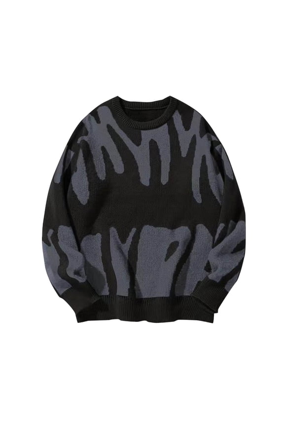 Men's Y2K Letter Sweaters Pullover Graphic Sweaters Casual Long Sleeve Aesthetics Sweater Knitwear Gothic Sweaters Black XXL