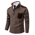 thumbnail image 1 of JUUYY Men's Zip Up Sweater Cable Knit Pullovers Soft Turtleneck Business Casual Work Long Sleeve Pullover Sweater Coffee XL, 1 of 8