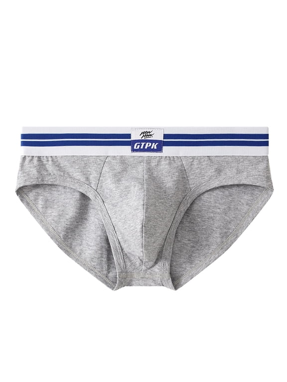 Mens Bulge Enhancing Briefs Cotton Underwear Ball Pouch with Support Strap Comfort Breathable Bikini Gray XL