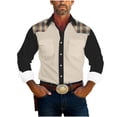 thumbnail image 1 of JUUYY Mens Button Up Shirts Cotton Long Sleeve Vintage Printed Shirts with Two Pockets Western Shirts for Men Black XL, 1 of 6