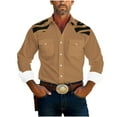 thumbnail image 1 of JUUYY Mens Button Up Shirts Cotton Long Sleeve Vintage Printed Shirts with Two Pockets Western Shirts for Men Khaki#1 XXXL, 1 of 6