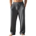 thumbnail image 1 of JUUYY Mens Casual Pants Beach Ribbed Texture Elastic Waist Straight Pants Baggy Lounge Vacation Wide Leg Pants with Pockets Dark Gray L, 1 of 9