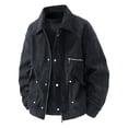 thumbnail image 1 of JUUYY Mens Corduroy Jackets Vintage Button Down Lapel Collar Jacket Zipper Long Sleeve Multi-Pocket Cargo Jacket Fall Winter Warm Coats Outwear Black XXXL, 1 of 8