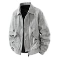 thumbnail image 1 of JUUYY Mens Corduroy Jackets Vintage Button Down Lapel Collar Jacket Zipper Long Sleeve Multi-Pocket Cargo Jacket Fall Winter Warm Coats Outwear Gray M, 1 of 8