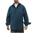 thumbnail image 1 of JUUYY Mens Corduroy Shirts Button Down Pockets Fashionable Long Sleeve Lapel Shirt Loose Casual Comfort Shirts Navy L, 1 of 4