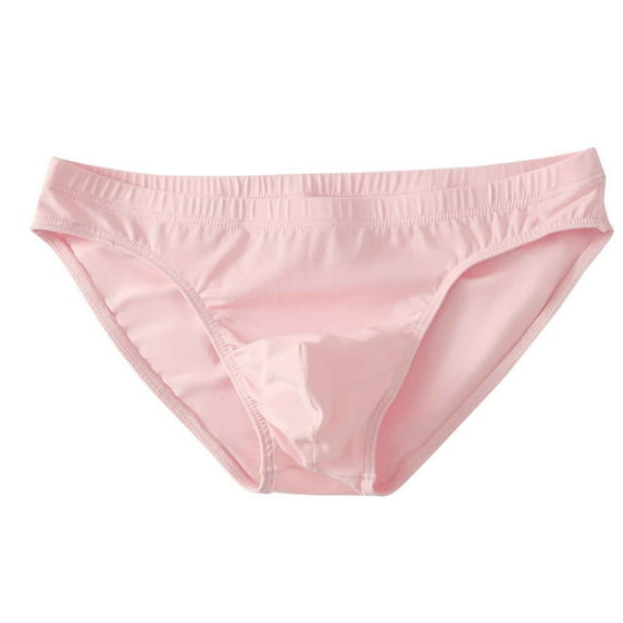 JUUYY Mens Cotton Seamless Briefs Shorts Underwear Ultra Thin Breathable Comfort Regular-Fit Briefs Pink S