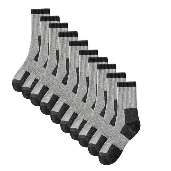 JUUYY Mens Cotton Socks Cushion Crew Socks Performance Breathable Crew Socks Outdoor Sports Socks for Men 1/5 Pairs Light Gray Free Size