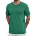thumbnail image 1 of JUUYY Mens Cotton T-Shirts Casual Solid Color Regular Short Sleeve Round Neck T-Shirt Tops Summer Breathable Tees Green XXXXL, 1 of 5