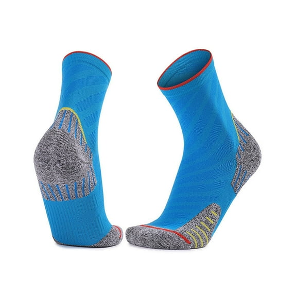 JUUYY Mens Cushioned Ankle Socks, Cotton Athletic Performance Quarter Socks for Outdoor Cycling Sport Blue#1 Free Size