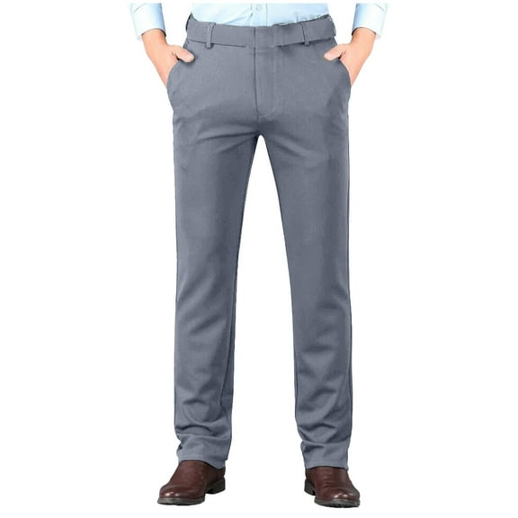 JUUYY Mens Dress Pants Classic Business Casual Trousers Comfortable Stretch Flat Front Regular Fit Office Professional Suit Pants Gray 31