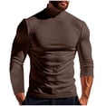 thumbnail image 1 of JUUYY Mens Half Turtleneck T-Shirt Long Sleeve Mock Neck Stretch Slim Fit Solid Color Basic Undershirt Pullover Workout Muscle Tops Coffee L, 1 of 8