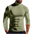 thumbnail image 1 of JUUYY Mens Half Turtleneck T-Shirt Long Sleeve Mock Neck Stretch Slim Fit Solid Color Basic Undershirt Pullover Workout Muscle Tops Green XXXXXL, 1 of 8