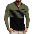 thumbnail image 1 of JUUYY Mens Henley Shirts Long Sleeve Button Striped Color Block Shirts Casual Stylish Business Office Shirt Lightweight Stretch Fall Tops Dark Green S, 1 of 7