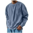 thumbnail image 1 of JUUYY Mens Lightweight Sweatshirt Long Sleeve Oversized Crewneck Sweatshirt Loose Casual Solid Color Athletic Pullover Tops with Pocket Blue XL, 1 of 5