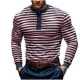 thumbnail image 1 of JUUYY Mens Long Sleeve Henley Shirts Color Block Striped Button up Base Tee Shirts Fall Fashion Crew Neck Slim Fit Tops Navy XXL, 1 of 5
