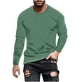 thumbnail image 1 of JUUYY Mens Long Sleeve Round Neck T-Shirt Casual Solid Color Regular Fit Tee Shirt Blouse Top Athletic T-shirts Dark Blue XXXL, 1 of 5