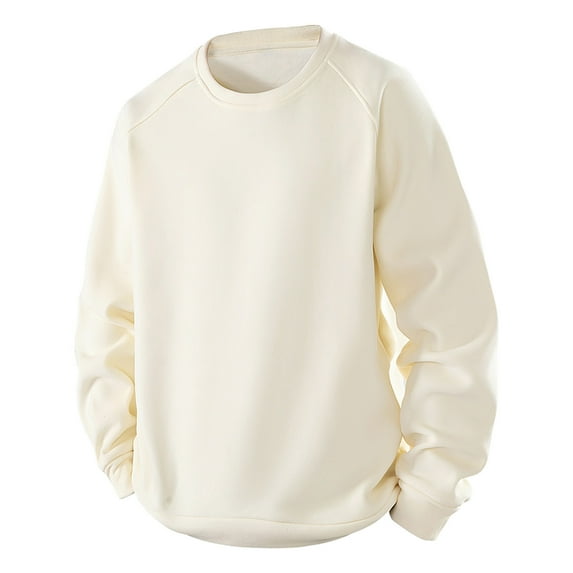 JUUYY Mens Long Sleeve Sweatshirts Round Neck Casual Fashion Top T-Shirt Raglan Sleeve Loose Solid Plain Sweatshirt Stylish Fall Outfits Khaki XL