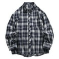 thumbnail image 1 of JUUYY Mens Oversized Plaid Shirt Retro Style Lapel Long Sleeve Shirt Loose Casual Button Down Shirts Relaxed Fit Navy M, 1 of 9