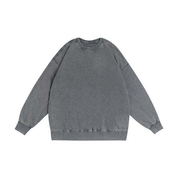 JUUYY Mens Oversized Sweatshirts Loose Fit Crewneck Long Sleeve Vintage Trendy Washed Pullover Sweatshirt Streetwear Gray XXXXXL