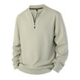 thumbnail image 1 of JUUYY Mens Quarter Zip Pullover Sweater Fleece Lined Warm Thermal Crew Neck Long Sleeve Slim Fit Pullover Knit Casual Sweaters Beige M, 1 of 9