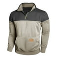 thumbnail image 1 of JUUYY Mens Quarter Zip Pullover Sweatshirts Color Block Long Sleeve Stand Collar Casual Zipper Sweatshirt with Pocket Coffee XL, 1 of 5