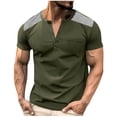 thumbnail image 1 of JUUYY Mens Short Sleeve Henley Shirts Casual Breathable Crewneck T-Shirt Raglan Sleeves Summer Button Pocket Tops Army Green S, 1 of 8