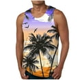 thumbnail image 1 of JUUYY Mens Summer Beach Tank Top Tropical Hawaiian Palm Tree Print Sleeveless Shirts Workout Muscle Tee Vacation T-Shirt Orange L, 1 of 5