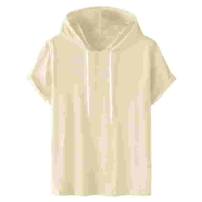 Tシャツ・カットソー WOOALONG Bolero half hood Tshirts BEIGE WL242JHD01WBEG JUUYY Mens Summer Casual Solid Color Hooded Pullover