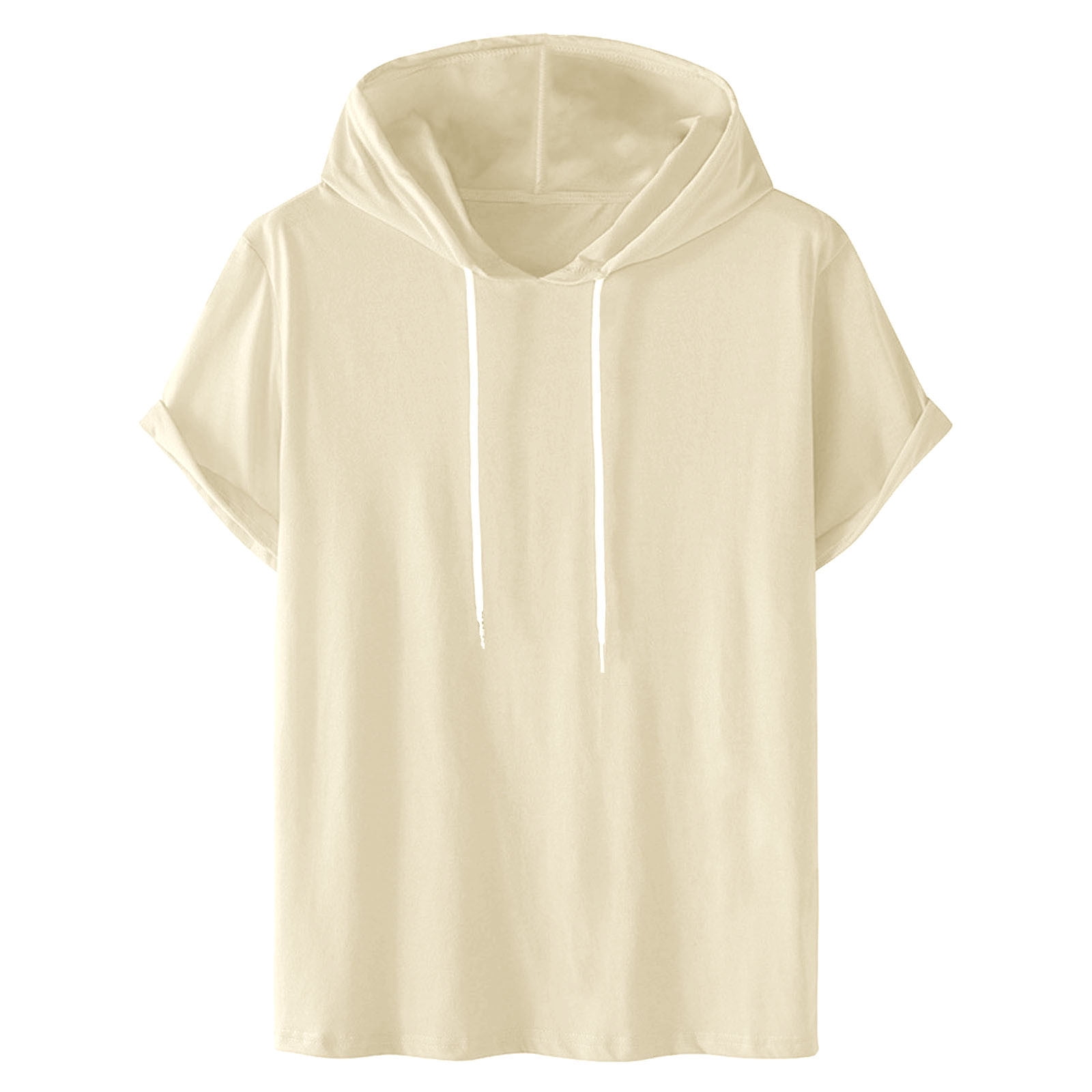 JUUYY Mens Summer Solid Color Hooded Pullover Fashion Casual