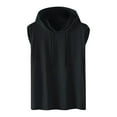 thumbnail image 1 of JUUYY Mens Summer Solid Color Hooded Pullover Fashion Casual Lightweight Breathable Drawstring Short Sleeve/Sleeveless Loose Sports T-Shirt Black XXXXL, 1 of 5