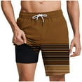 thumbnail image 1 of JUUYY Mens Swim Trunks with Compression Liner Casual Drawstring Elastic Waist Quick Dry Beach Shorts with Pockets Bathing Suit Brown XL, 1 of 6