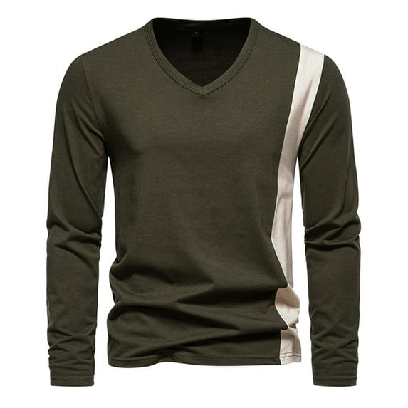 JUUYY Mens T-Shirts Cotton Long Sleeve Button Shirt Color Block Gym Workout Athletic Henley Shirts Outdoor Clothing Army Green M