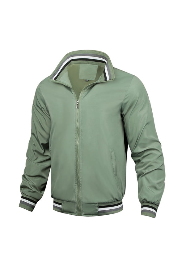 Mens Varsity Baseball Jacket Zip Up Active Coat Bomber Jacket Outwear Lightweight Windbreaker Casual Jacket Green M