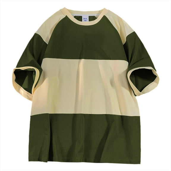 JUUYY Mens Vintage Oversized T-Shirts Washed Cotton Retro Distressed T-shirt Short Sleeve Crew Neck Loose T Shirts Army Green M