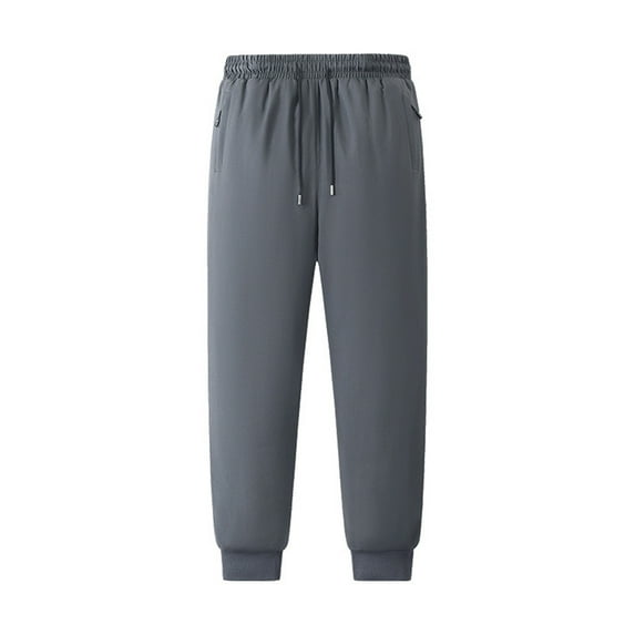 JUUYY Mens Winter Warm Pants Fleece Lined Thermal Jogger Pants Snow Pants Thickened Outdoor Sweatpants with Zipper Pockets Gray XXXXL