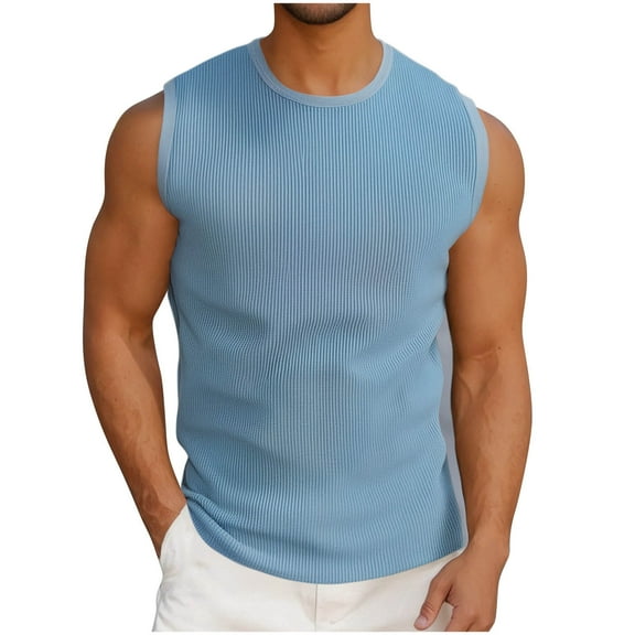 JUUYY Mens Workout Mesh Quick-Dry Muscle Gym Tanks Breathable Sleeveless Tank Tops for Gym Bodybuilding Training Light Blue XL
