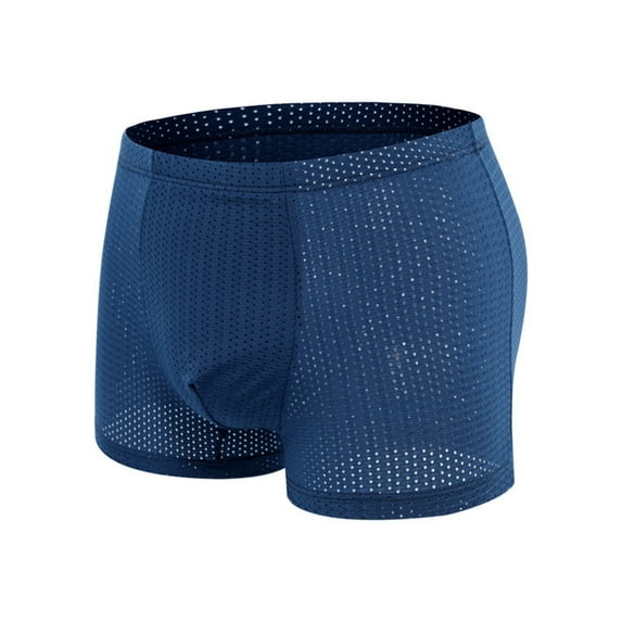 JUUYY Mesh Underwear Boxer Briefs for Men Lightweight Breathable Quicking Dry Cool Underwear Sapphire Blue XXL