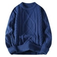 thumbnail image 1 of JUUYY Oversized Sweater Vintage Knitted Sweater Long Sleeve Sweater Men Woven Crewneck Pullover Blue M, 1 of 3