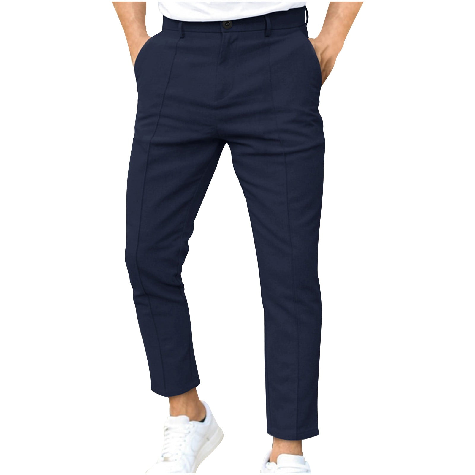 JUUYY Plaid Plain Men's Skinny Stretchy Khaki Pants Colored Pants