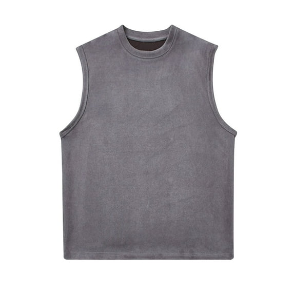 JUUYY Sleeveless Shirts for Men, Mens Retro Classic Solid Color Tank Tops, Men's Casual Round Neck Tanks Shirts Gray XL