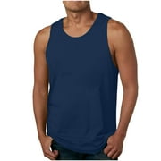 JUUYY Slim-Fit Men's Tank Top - Casual Wear - Soft Performance Boxing Gym Shirts Plain Muscle Tee Navy XXL