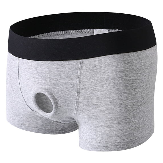 JUUYY Strap on Harness Panties Underwear, Plus Size Strapon Strapless Harness boxers brief for Men Gray XXL