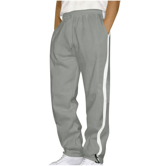 JUUYY Sweatpants for Men Loose Elastic Waist Straight Leg Casual Athletic Pants Drawstring Gym Workout Jogger Pants with Pockets Gray L