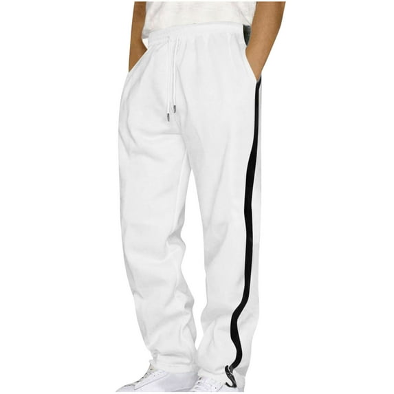 JUUYY Sweatpants for Men Loose Elastic Waist Straight Leg Casual Athletic Pants Drawstring Gym Workout Jogger Pants with Pockets White XXL