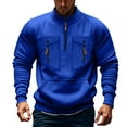 thumbnail image 1 of JUUYY Sweatshirts for Men Quarter Zip Pullover Sweatshirt Long Sleeve Stand Collar Vintage Sweatshirt with Pocket Fall Sweatshirt Blue XXL, 1 of 2